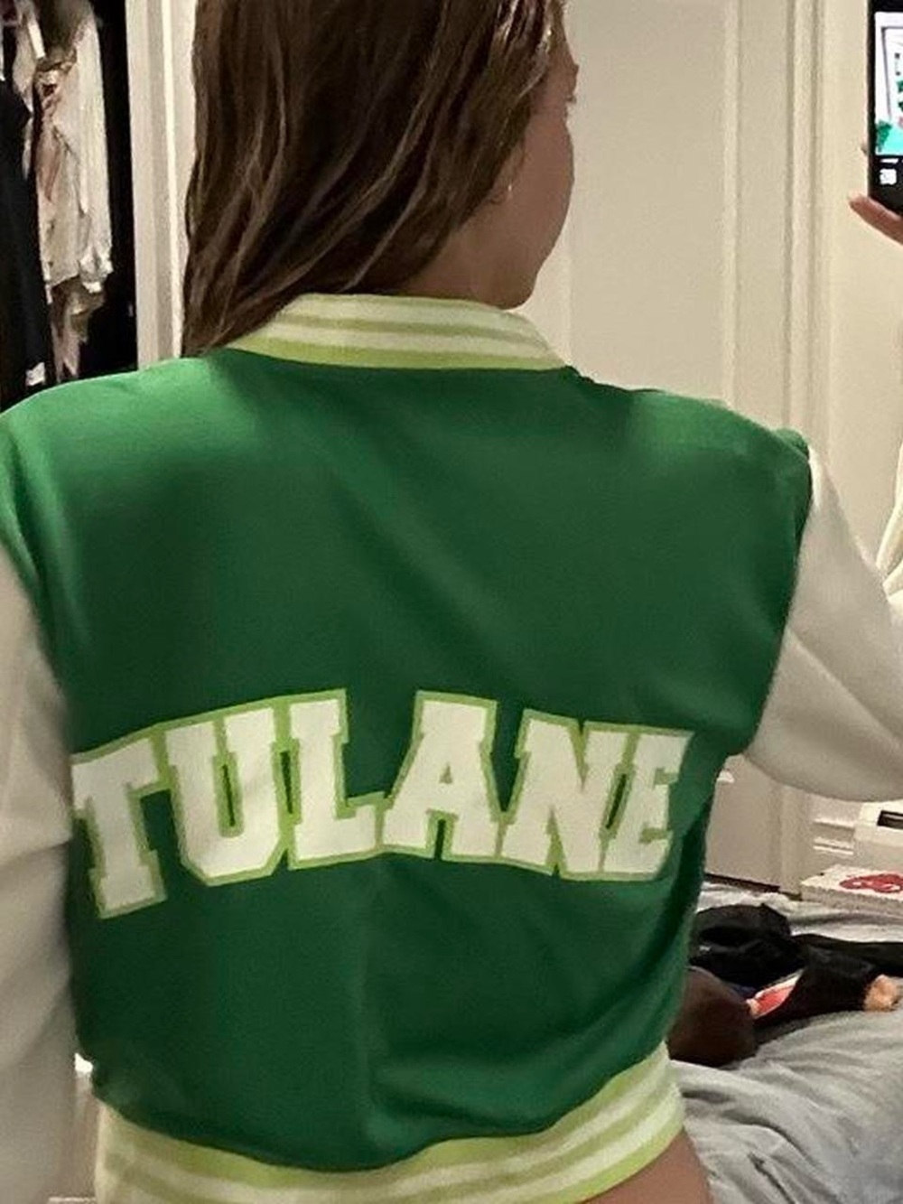 Tulane Green Varsity Jacket - Women’s Green & White Letterman Coat